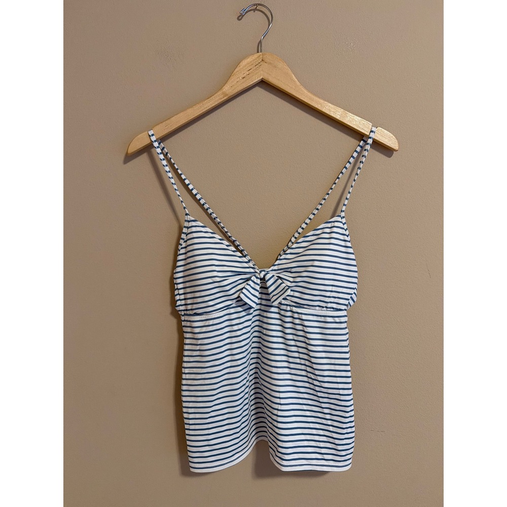 Polo Ralph Lauren Womens Blue White Striped Tankini Swim Top Bow Size M